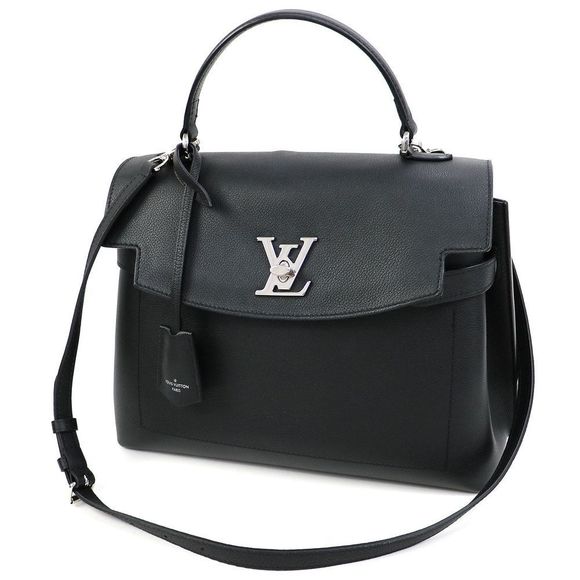 Louis Vuitton LockMe Twist Lock Diagonal Calf Leather Noir Black MM Shoulder Bag - Picture 1 of 11